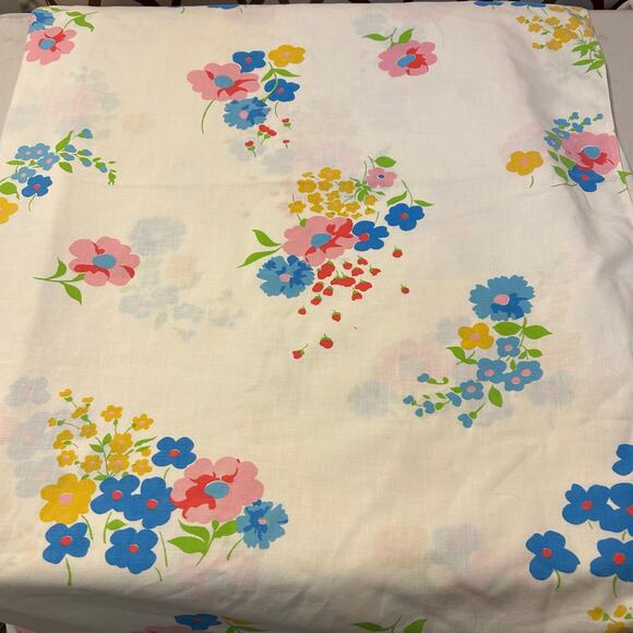 Set of 2 Vtg Wamsutta Superlin Muslin Sheet Floral Bright Cottage Core Queen - Picture 6 of 8